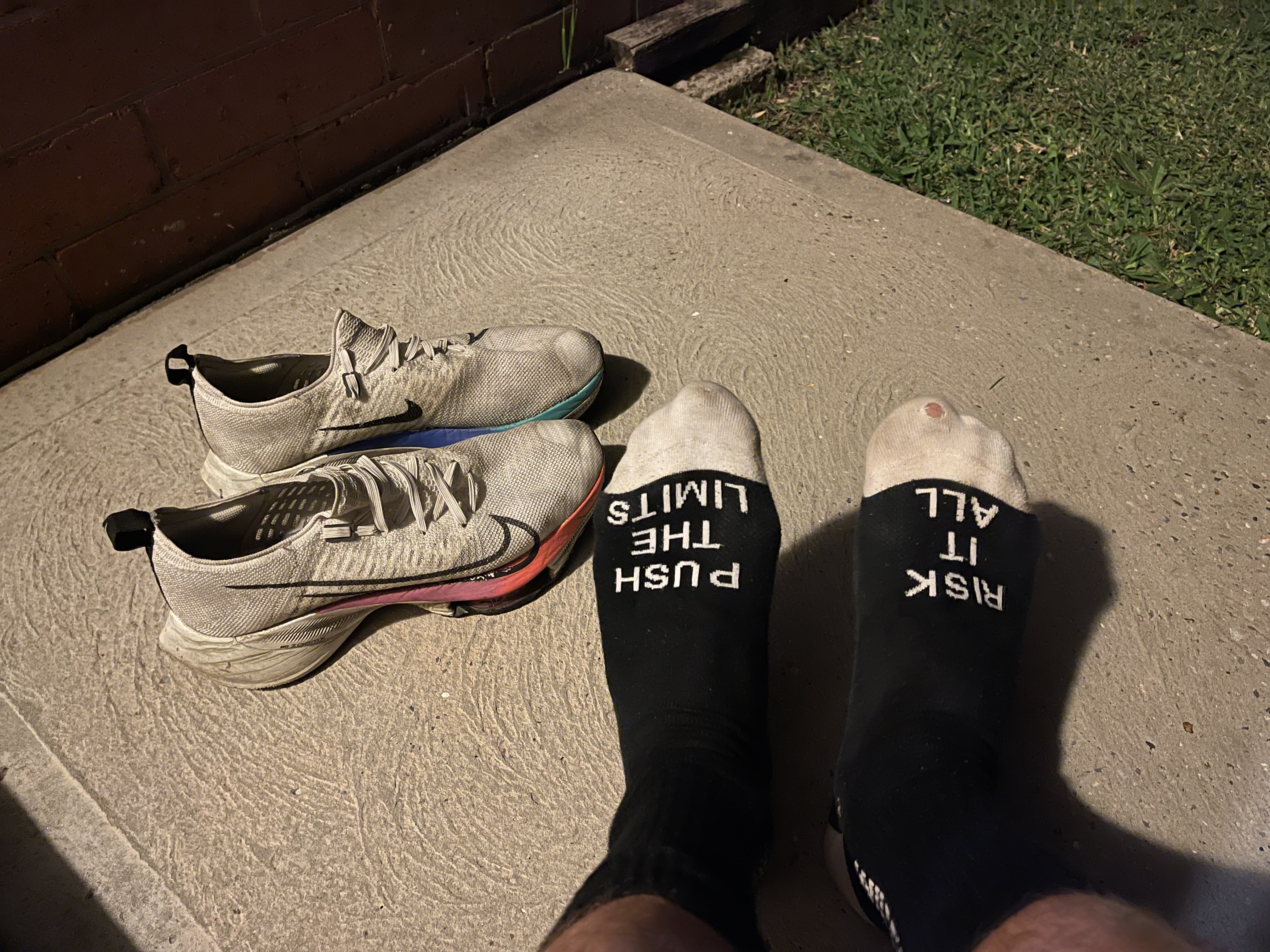 Worn running shoes during The Big 1000